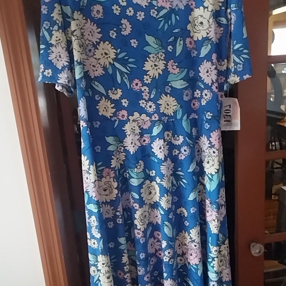 Lularoe  blue floral short sleeve maxi dress
